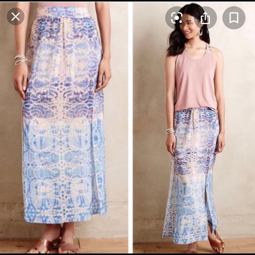 Anthropologie Maeve Waimea silk maxi skirt